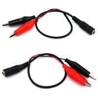 E-outstanding 2 PCS 5.5x2.1mm DC Power Plug Female Connector to Dual Alligator Clip Cable 30cm