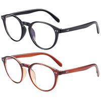 Blue Light Blocking Computer Glasses 2 Pack Anti Eyestrain Reduce Headache Filter UV Glare Eyeglasses Reading Gaming Glasses, Men/Women (Black&Dark Brown)