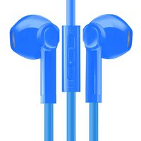 CableCord Headphones/Earbuds Compatible with Smart Device, Cell Phone, Tablet, MP3 MP4 Active Noise Isolation Stereo Sound in Ear Buds Mic and Volume Control, Wired 3.5mm Ergonomic Comfort Fit (Blue)