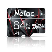 64GB Micro SD Card, Netac Memory Card MicroSD High Speed Transfer A1 C10 U3 MicroSDXC TF Card for Cemera/Phone/Nintendo-Switch/Galaxy/Drone/Dash Cam/GOPRO/Tablet/PC/Computer with Adapter