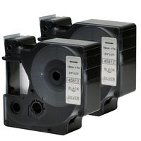 2PK Dymo D1 Tape 45812 Black on Silver Label Maker Cartridge 19mm(3/4") Compatible for LabelManager 350D 400 500TS