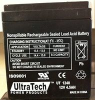 UltraTech UT-1240 12V, 4.5Ah Sealed Lead Acid Alarm Battery UT1240 ISO9001 (2 Pack)