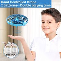 Flying Toys Drones for Kids Mini Drones for with 2 Rechargeable Batteries Hand Operated Flying Ball Drone Toys with 2 Speed and LED Light for Kids and Adults, Small Drones for Boys and Girls, Blue