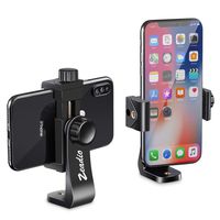 Zeadio Tripod Smartphone Holder, Cell Phone Mount Adapter, Selfie Stick Monopod Adjustable Clamp, Vertical and Horizontal Swivel Bracket, Fits for iPhone, Samsung, Huawei and All Phones