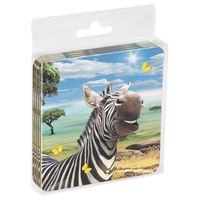 Tree-Free Greetings ECO Coasters Box Set of 4 Drink Coasters, 3.5 x 3.5 Inch, Zebra Selfie  (EC96914)
