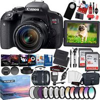 Canon EOS Rebel T7i DSLR Camera with 18-55mm Lens + Pro Accessories + Filter Kit + Two 32GB Memory Cards + Camera Bag + Extra Battery + Editing Software and Much More! (40+ Piece Bundle)