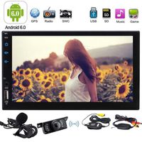 Android Car Stereo GPS Navigation 7 Inch Touch Screen Double Din FM AM RDS Radio 2 Din in Dash Head Unit with USD SD Ports External Microphone Bluetooth 4.0 + Wireless Backup Camera Included