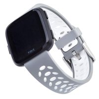 WITHit Designer Silicone Replacement Band for Fitbit Versa/Versa 2, Gray/White Sport - Secure, Adjustable Stainless Steel Buckle Closure, Fitbit Watch Band Replacement, Fits Most Wrists