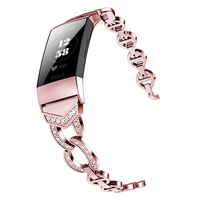 VEAQEE Compatible with Charge 3 Bands for Women, Charge 3 SE Bands Large Small, Premium Metal Straps Bracelet Wristbands Accessories for Charge 3 Watch Bands (Rose Pink)