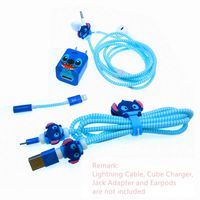 Tospania Cable Protector/Wire Organizer/Pet Cord Protector/DIY Wire Protector, Spiral Cable Cover Wrap Strain Relief Tube Charger Cord Sleeve Compatible for iPhone iPad iPod iWatch Series (Stitch)