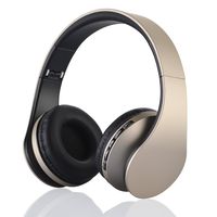 Bluetooth Over Ear Headphones Wireless Stereo Bluetooth Headsets with Mic Portable Headsets Earphones Compatible with Smartphones, PC, Laptop and MP3 Player (Golden)