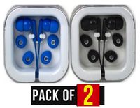 2 Pack Earbuds Style Headphones - Premium Earphones/Earbuds/Headphones with Stereo Mic & Remote Control for iPhone iPad iPod Samsung Galaxy and More Android Smartphones//Compatible with 3.5 mm headp