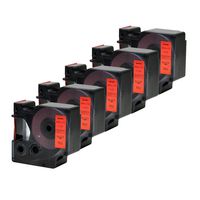 5PK Standard D1 Tape Refills 53717 Black on Red Labeling Cassette Refills 1" x 23 Feet(24mmx7m)