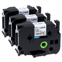 Label KINGDOM Compatible Label Tape Replacement for Brother P-Touch Label Tape Replacement TZe-251 TZe251 24mm 1 Inch Black on White Standard Laminated Tape, 3-Pack