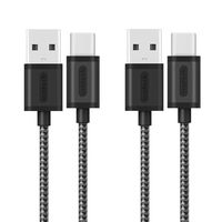 Inateck USB C Cable, 2 Units100cm/ 3.3ft Type C Data Cable with USB-C to USB-A(USB 2.0) for Nexus 6P, Nexus 5X, LG G5, OnePlus 2, Huawei P9 - Black-grey Nylon Braided