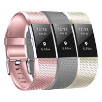 Compatible Fitbit Charge 2 Bands 3pcs Charge 2 Replacement Bands Adjustable Accessory Wristbands for Fitbit Charge 2（Rose Gold Grey Champagne Gold Small Size