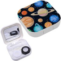 Portable Contact Lens Case Box Travel Kit Mirror + Bottle + Tweezers Container Holder [ Solar System Planets Mercury ]