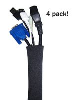 Fengju Cable Management Sleeve Flexible Neoprene 4 Piece each 20" - Black Cord Management System
