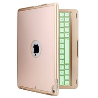 iPad Pro 9.7 Keyboard Case,TechCode 7 Colors LED Backlit Wireless Bluetooth Keyboard Case Smart Stand Colorful with Executive Multi Function Case for iPad Pro 9.7 inch Tablet(Gold)