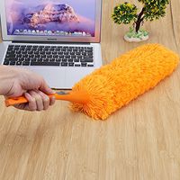 Laz-Tipa - 1 Piece Anti Magic Orange Soft Microfiber Cleaning Duster Dust Cleaner Handle Feather Dusters Static Household Cleaning Tools