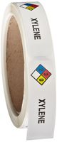 Roll Products 163-0002 Litho Removable Adhesive HMIG Label with 4 Color Imprint, Xylene, 2-1/2" Length x 3/4" Width, For Identifying and Marking, White (Roll of 250)