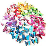 Topixdeals Wall Decal Butterfly, 48 PCS 3D Butterfly Stickers with Sponge Gum and Pins, Removable Wall Sticker Decals for Room Home Nursery Decor
