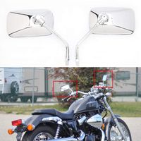 10MM Chrome Motorcycle Rectangle Handlebar Rearview Side Mirrors For Honda Kawasaki Suzuki Cruiser Scooter (Chrome#2)