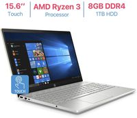 HP Pavilion 15.6'' Touchscreen HD WLED-Backlit Display Laptop, AMD Ryzen 3 2200U 2.5GHz Processor, AMD Radeon Vega 3 Graphics, 8GB DDR4 RAM, 1TB HDD, HDMI, Bluetooth,Win 10, Gold (Renewed)
