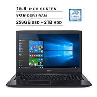 2019 Acer Aspire E5 15.6 Inch FHD Laptop (8th Gen Intel Core i3-8130U up to 3.4 GHz, 8GB RAM, 256GB SSD (Boot) + 2TB HDD, Intel HD Graphics 620, DVD, WiFi, Bluetooth, HDMI, Windows 10 Home)