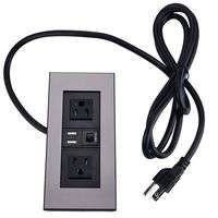 UL Listed Desktop in-Desk Furniture Table Recessed Surge Protector, Surgetek Professional TR Child Proof Power Strip Grommet Outlets Receptacle (Metal Frame with Surge Protector)