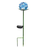 Peaktop Outdoor Solar Garden Metal Stake, Blue/Flower