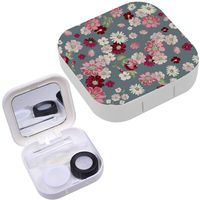 Portable Contact Lens Case Box Travel Kit Mirror + Bottle + Tweezers Container Holder [ Vintage Floral Ditsy ]