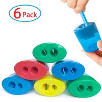 HILELIFE Pencil Sharpener - 6 Pack Pencil Sharpener Manual, Number 2 Pencils Drawing Pencils Colored Pencil Sharpeners 2 Holes Hand Held Pencil Sharpener for Kids