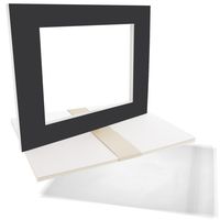 US Art Supply Art Mats Acid-Free Pre-Cut 16x20 Black Picture Mat Matte Sets. Includes a Pack of 5 White Core Bevel Cut Mattes for 11x14 Photos, Pack of 5 Backers & 5 Clear Sleeve Bags