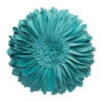 JWH Handmade 3D Flowers Accent Pillow Round Sunflower Cushion Decorative Pillowcase with Pillow Insert Home Sofa Bed Living Room Decor Gift 12 Inch / 30 cm Wool Teal Blue
