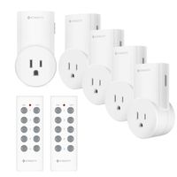Etekcity Wireless Remote Control Outlet Light Switch for Lights, Lamps, Christmas Decorations, Plug and Go, Up to 100 ft. Range, FCC, ETL Listed, White (Learning Code, 5Rx-2Tx)