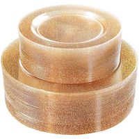 WDF 120PCS Gold Plastic Plates- Disposable Gold Glitter Plates, Premium Heavy Duty 60-10.25" Dinner Plates and 60-7.5" Salad Plates for Parties &Wedding