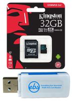 Kingston 32GB SDHC Micro Canvas Go! Memory Card and Adapter Bundle Works with GoPro Hero 7 Black, Silver, Hero7 White Camera (SDCG2/32GB) Plus (1) Everything But Stromboli (TM) TF and SD Card Reader