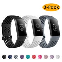 NANW Bands Compatible with Fitbit Charge 3, 3-Pack Silicone Sports Band Breathable Replacement Wristbands Strap Bracelet Bands for Women Men Woven Small Large