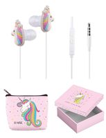 Unicorn Headphones for Girls - TMHH Kids Teens Safe Friendly Earphones with Cute Earbuds Case, Microphone, Noise Canceling for School Travel Airplanes (Pink)