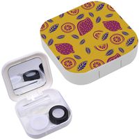 Portable Contact Lens Case Box Travel Kit Mirror + Bottle + Tweezers Container Holder [ Lemon ]