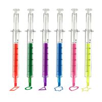 Tinksky 6pcs Novelty Syringe Shaped Highlighter Fluorescent Pens in 6 Different Colors (Yellow+Orange+Blue+Green+Red+Purple)