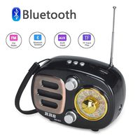 Portable AM/FM Retro Radio, COVVY USB Rechargeable Stereo Bluetooth Radio Speaker with Earphone & TF Jack, High Reception & Clear Loudspeaker for Exercising, Walking, Travelling & Camping - Black