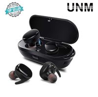 UNM [2019 Updated] Wireless Earbuds with Mini Bluetooth Headphones Stereo Earphones Built-in HD Mic,Charging Case for iPhone iPad, iOS, Android, All Bluetooth Devices (Black)