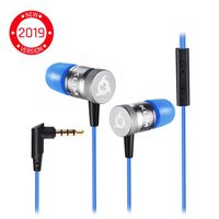 KLIM Fusion Earbuds with Mic Audio - Long-Lasting Wired Ear Buds + 5 Years Warranty - Innovative: in-Ear with Memory Foam Earphones with Microphone - 3.5mm Jack - New Earphone 2019 Version - Blue