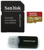 SanDisk 32GB Micro Extreme Memory Card works with FITFORT Black/Silver Action 4K WiFi Ultra HD Waterproof Sport Camera SDHC UHS-I (SDSQXAF-032G-GN6MA) with Everything But Stromboli (TM) Card Reader