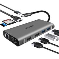 USB C Hub,LAMA 11-in-1 Type C Hub with 4K HDMI,Gigabit Ethernet Port,2 USB 3.0,2 USB 2.0,VGA,Micro SD/TF Card Reader,Audio/Mic,USB-C Pd 3.0,Compatible for Mac Pro and Other Type C Laptops