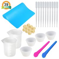 Silicone Mixing Cups for Resin LET'S RESIN Silicone Measuring Cups 100ml, Epoxy Resin Mixing Cups with Silicone Mat, 2PCS Silicone Stir Stick, 10 PCS Plastic Transfer Pipettes, 20PCS Finger Cots