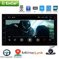 Android 8.1 Car Stereo Double Din Android Auto Radio GPS Navigation Support WiFi, Fastboot, Backup Camera, AM, FM, RDS, USB SD, MirrorLink, Aux, 7 inch 1024x600 Touch Screen with Remote