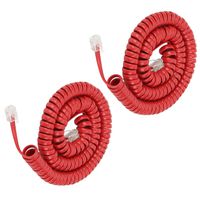 Telephone Phone Handset Cable Cord,Uvital Coiled Length 0.72 to 6 Feet Uncoiled Landline Phone Handset Cable Cord RJ9/RJ10/RJ22 4P4C(Red,2 PCS)